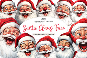 cozy santa claus face clipart, an Illustration by CreationArt