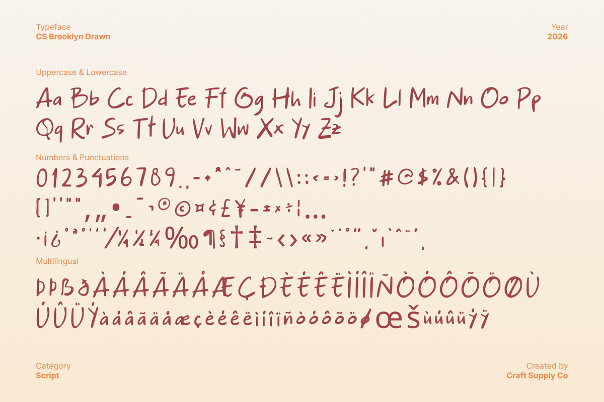 CS Brooklyn Drawn, a Handwritten Font by Craft Supply Co. (Photo 8 of 8)