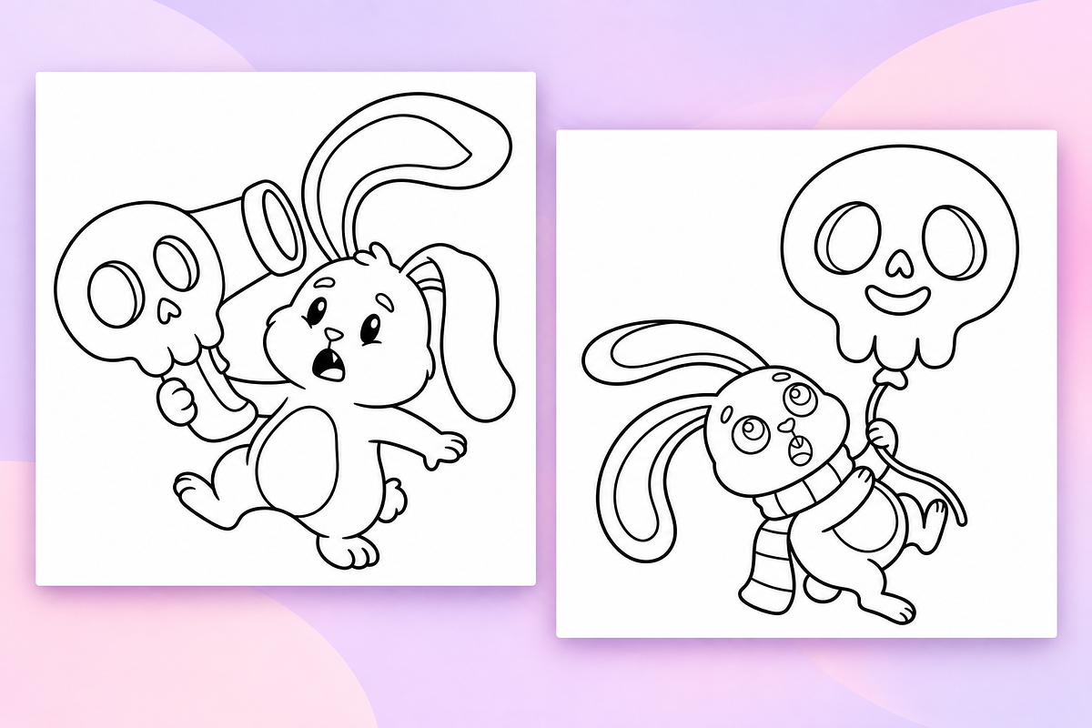 Spooky Bunnies Coloring Pages Vol. 1, an Animal Illustration by Inkivelle Studio (Photo 2 of 3)