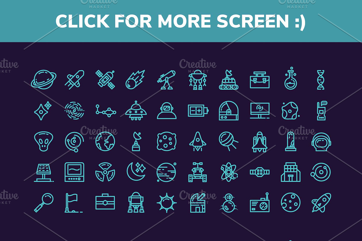 200 Space Exploration Icon Pack, an Outline Icon by Creastale (Photo 5 of 6)