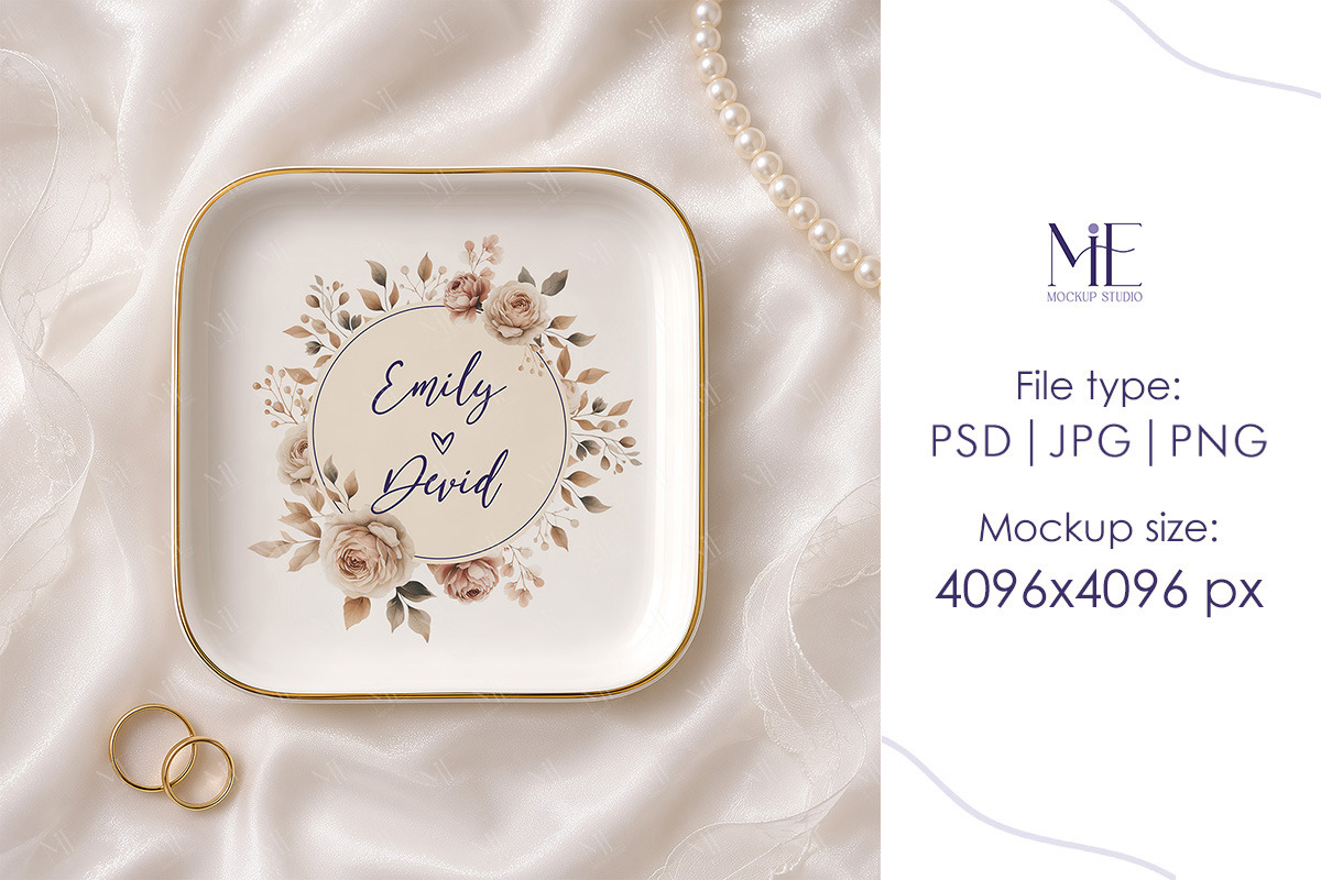 Jewelry Square Ring Dish Mockup, a Merchandise Mockup by Mie Mockup Studio (Photo 3 of 7)