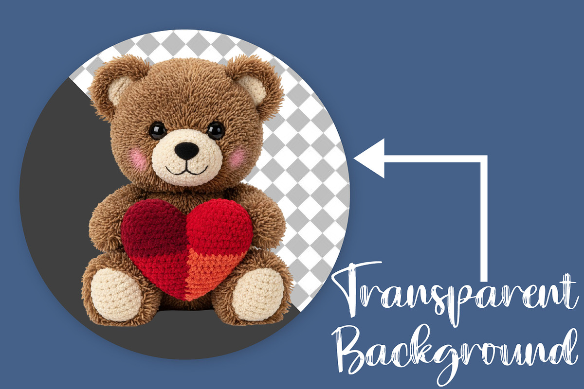 Faux Yarn Valentine Teddy Bear PNG, an Illustration by Canvas Craft (Photo 2 of 7)
