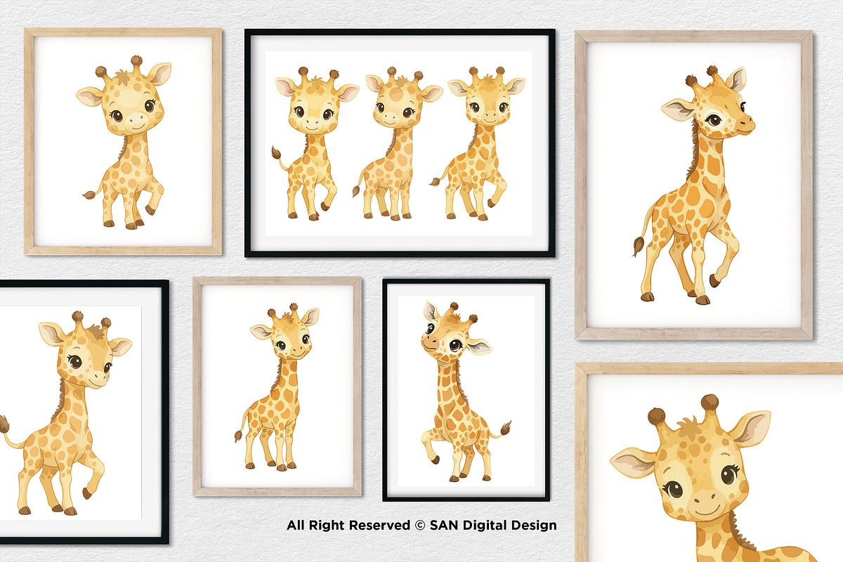 15 Bundle Watercolor Giraffe Yellow, an Animal Illustration by Morspective (Photo 4 of 8)