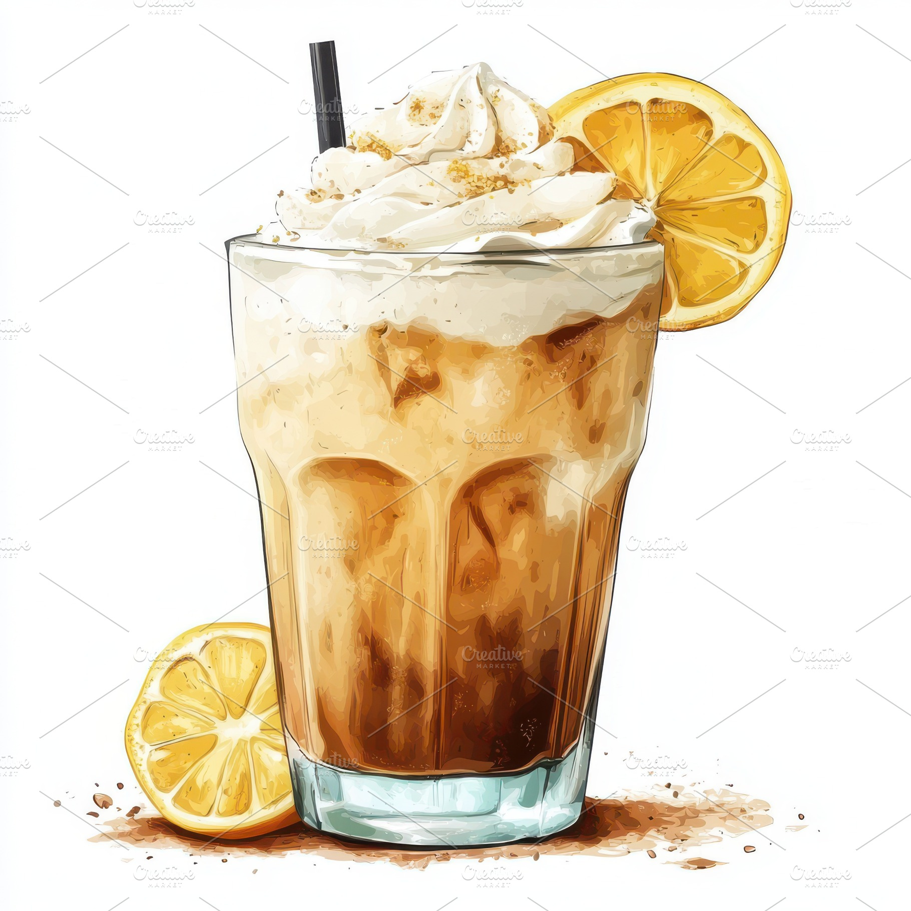Hand drawn cartoon illustration of a, a Food & Drink Photo by Pixeness Studio