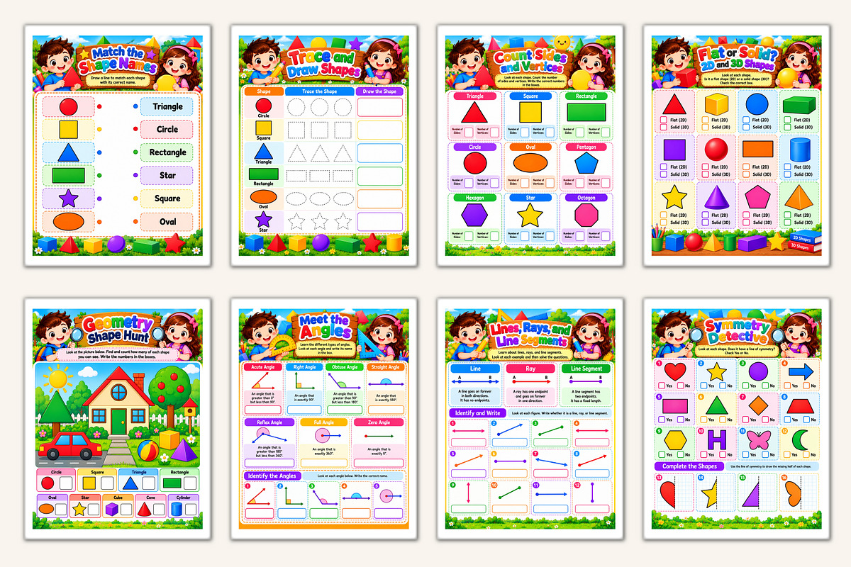 2027 Kids Geometry Practice, a Stationery Template by Designmela01 (Photo 2 of 5)