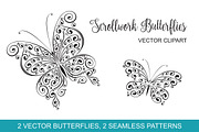 Scrollwork Butterfly Vector Clipart, a Graphic by Galina Ivanova (Thumbnail 1 of 6)