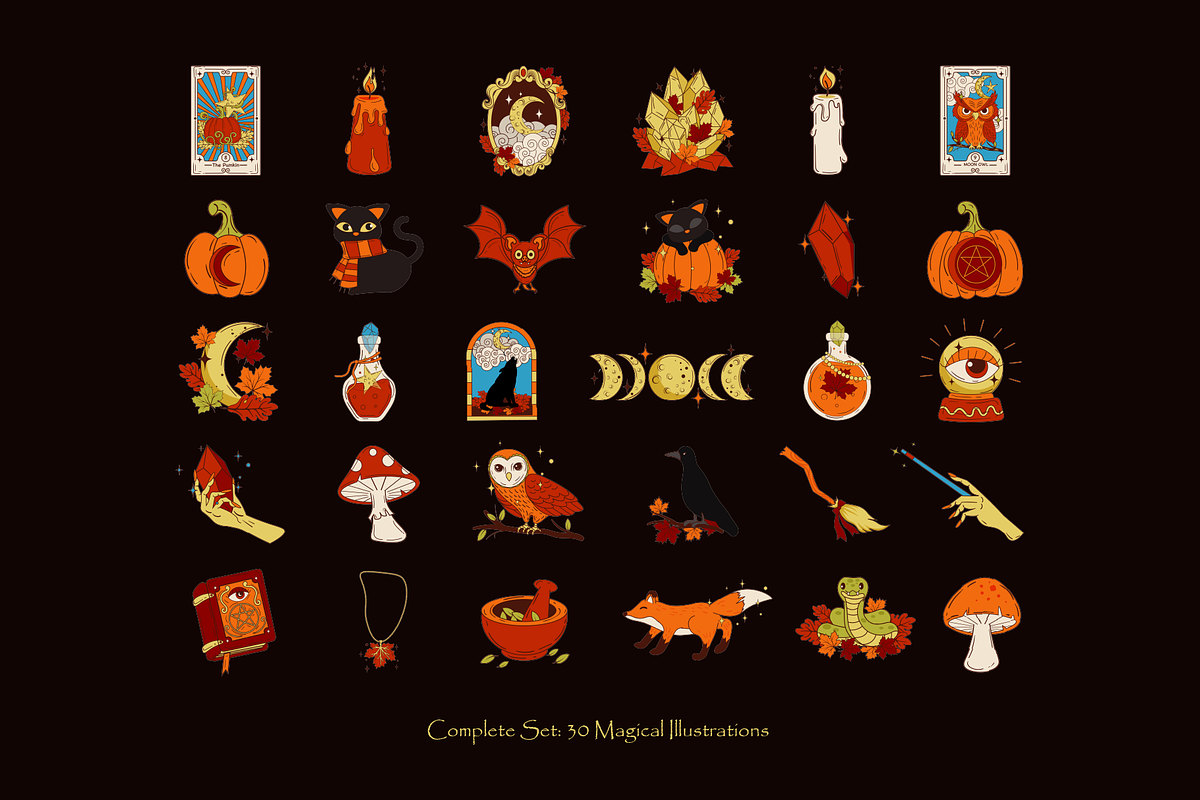 Mystical Autumn Magic – Vector Pack, a Seasonal Illustration by Invisual Studio (Photo 2 of 10)