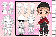 Chibi Procreate Outfit Pose brushes, a Brush Add-On by Revabrush (Thumbnail 18 of 18)