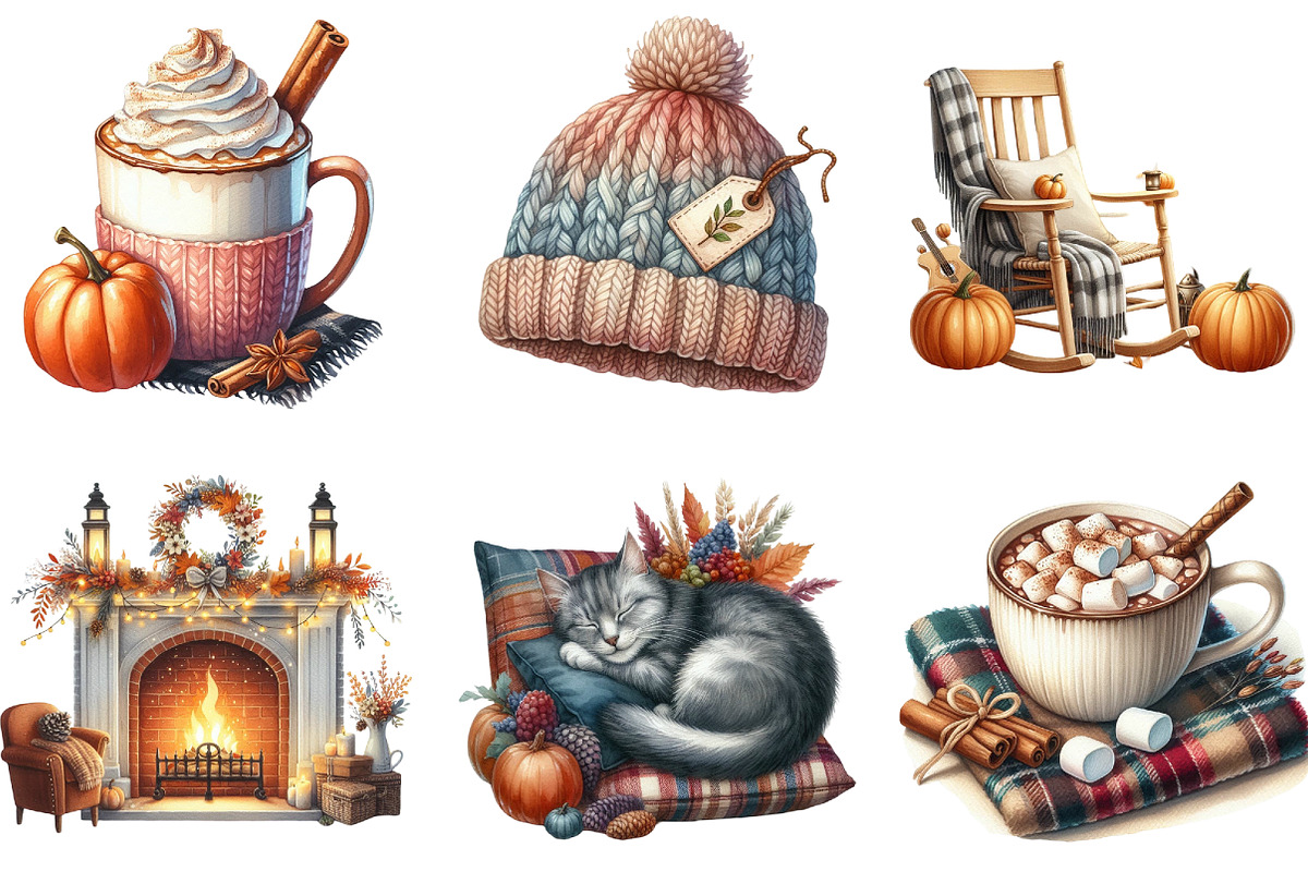 Cozy Autumn Sublimation Clipart, an Illustration by DreamArtGraphic (Photo 2 of 4)
