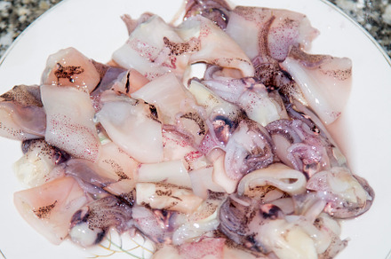 Fresh squid tubes seafood featuring squid, calamari, and fish