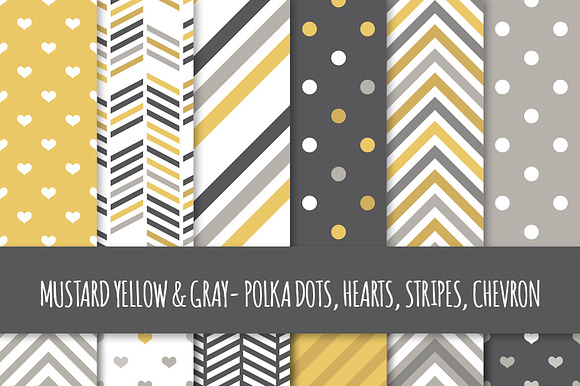 Mustard & Gray Seamless Patterns preview 2