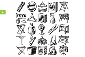 Laundry & Cleaning Icons Set, an Object Graphic by RT Studio