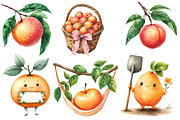 Watercolor Cute Peaches Garden Fruit, an Illustration by Designworld (Thumbnail 5 of 7)