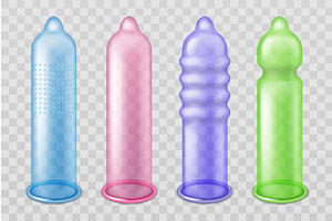 Different Types Condoms. Realistic