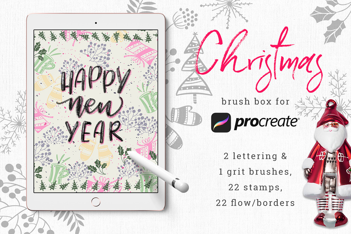 Christmas Brush Box for Procreate, a Brush Add-On by Gray Cat Graphics (Photo 1 of 7)