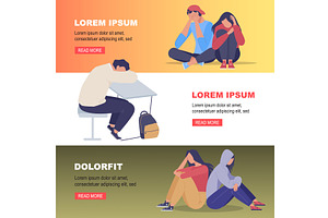tired schoolchildren. tired kids, an Object Illustration by Multigon
