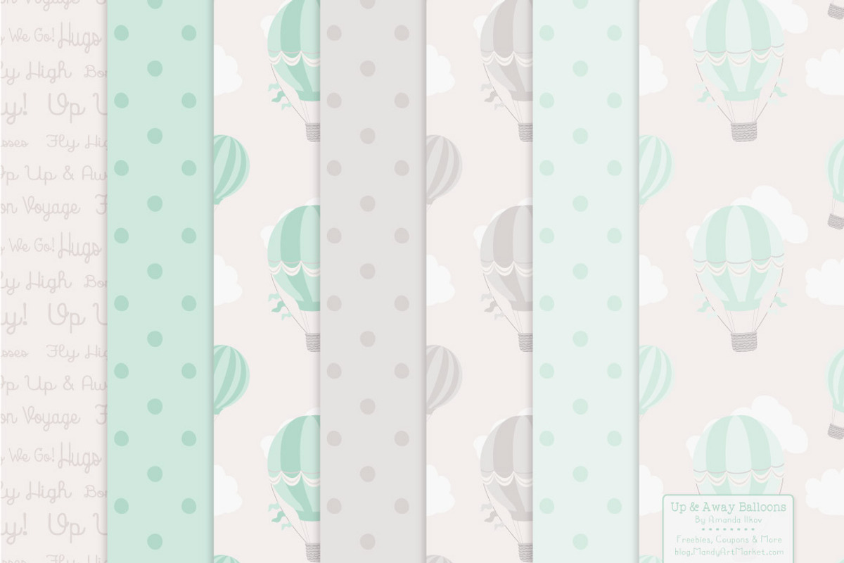 Mint Green Hot Air Balloons, an Illustration by Amanda Ilkov (Photo 5 of 5)