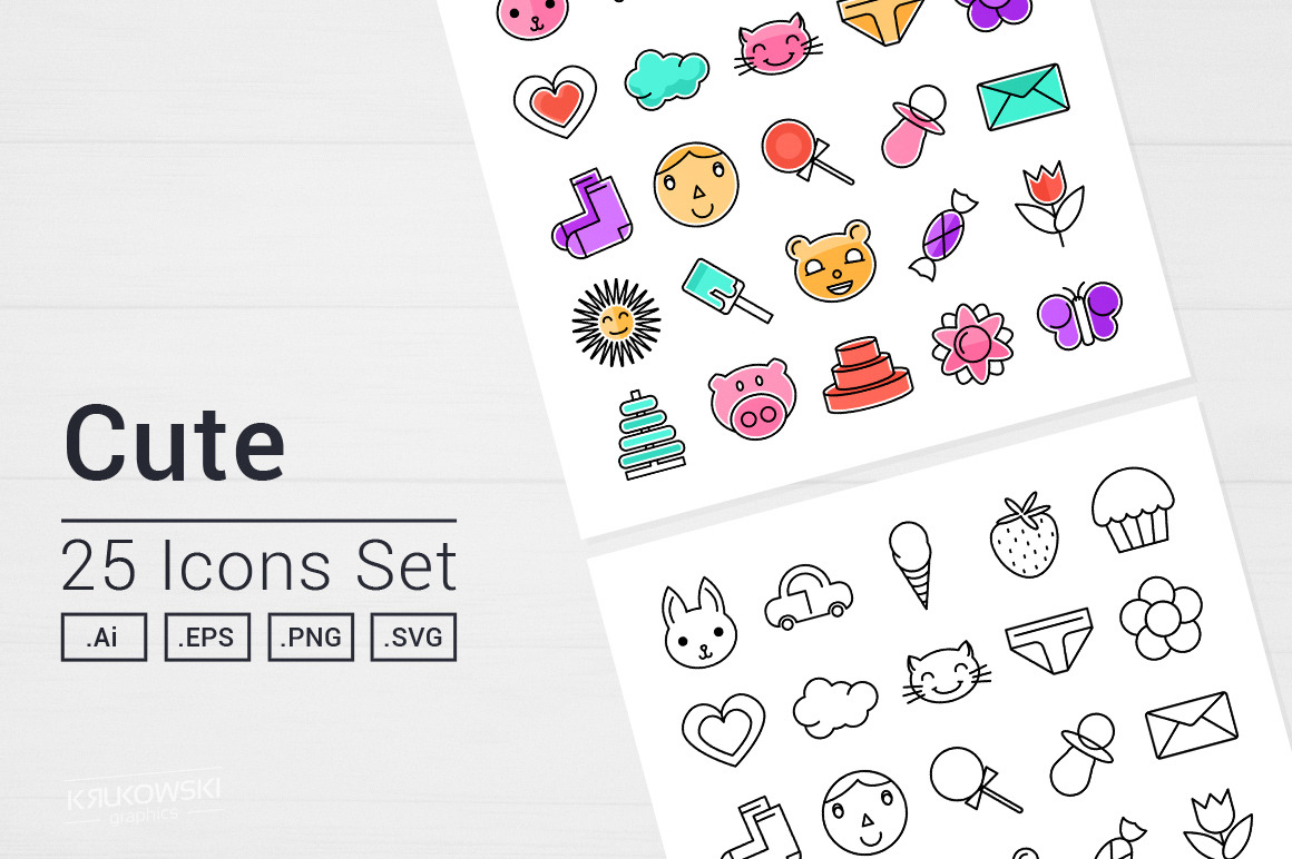 Cute Things Icons Set, an Icon by Krukowski Graphics