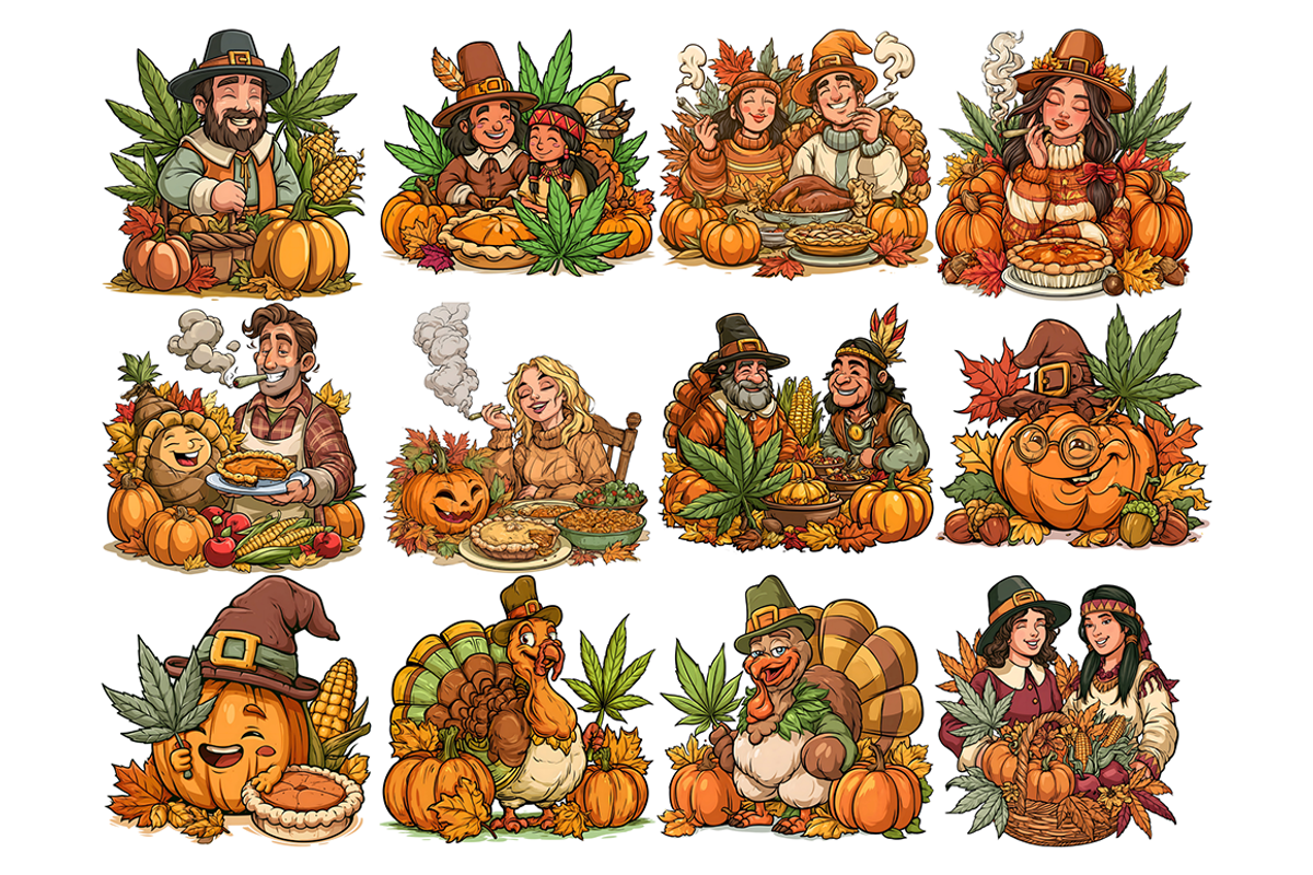 Thanksgivin Cannabis Clipart, a Decorative Illustration by stickermadness (Photo 2 of 4)