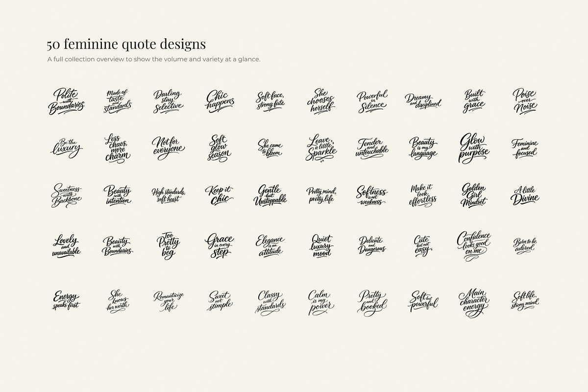Feminine Quotes Lettering Bundle, an Object Graphic by Yanakicc (Photo 3 of 9)