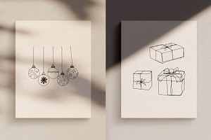 Christmas Decor Line Drawings