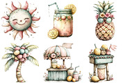 Whimsical Summer Clipart Bundle, an Illustration by DreamPrint404 (Thumbnail 3 of 6)