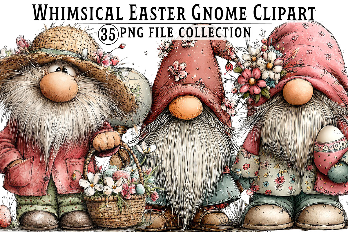 Whimsical Easter Gnome Clipart, an Illustration by Dream Creation (Photo 1 of 7)
