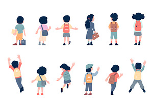 School kids back view. Little, a Person Illustration by LadadikArt