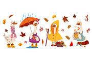 Cute autumn goose character set on, an Animal Illustration by art PVP - market (Thumbnail 1 of 3)