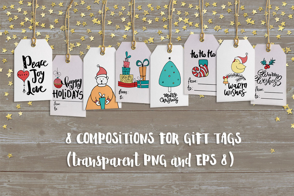 Merry Christmas kit + lettering., a Decorative Illustration by Pink Ocean (Photo 2 of 7)