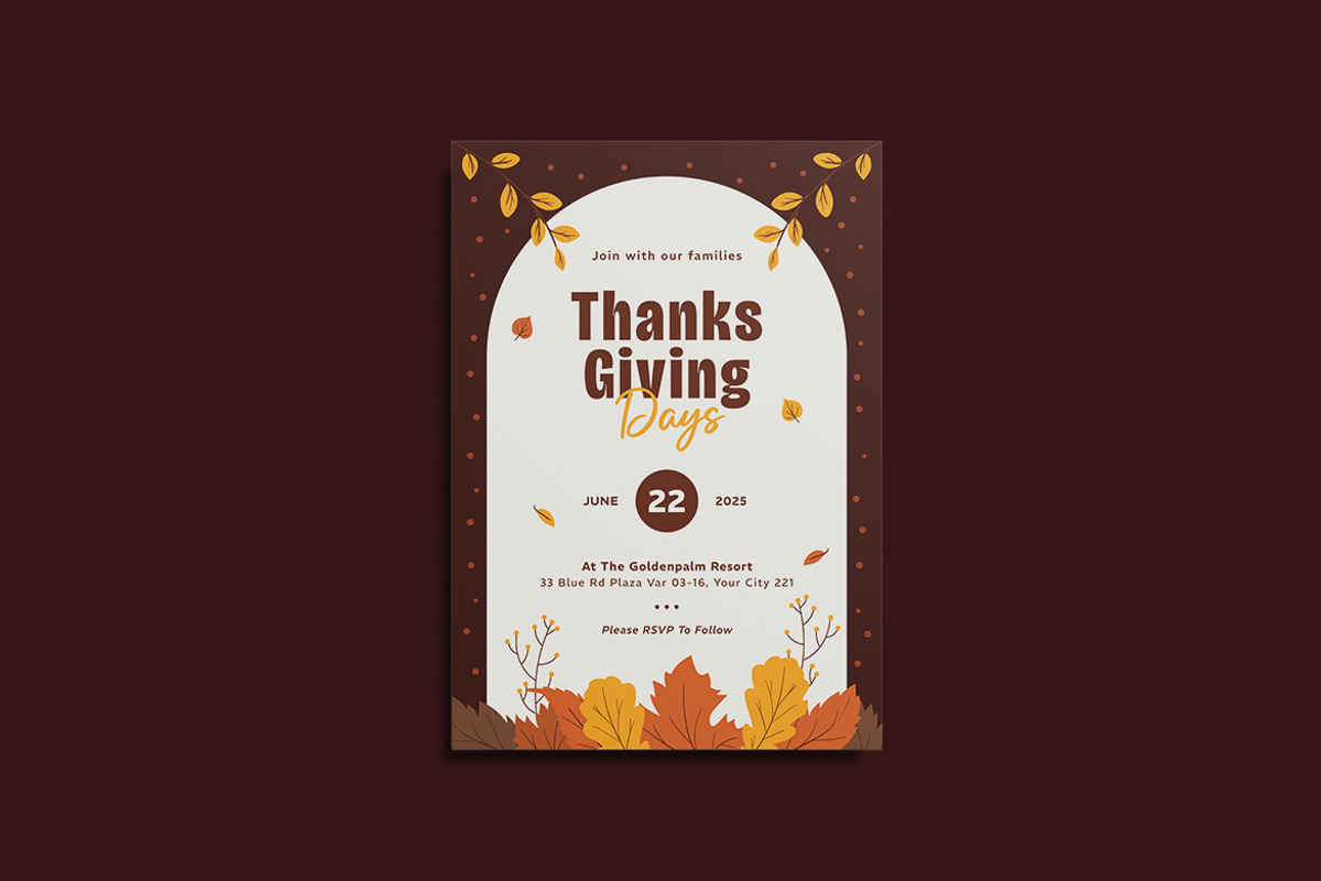 Browny Thanksgiving Days Invitation, an Invitation Template by iDoodle Studio (Photo 2 of 4)