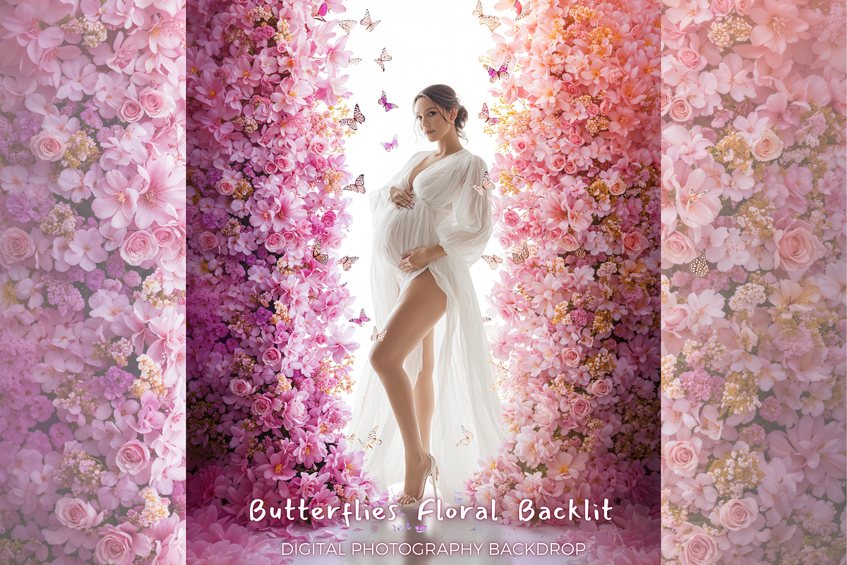 Butterflies Floral Backlit Backdrop, a Background Photo by Winwin Design Art (Photo 1 of 6)