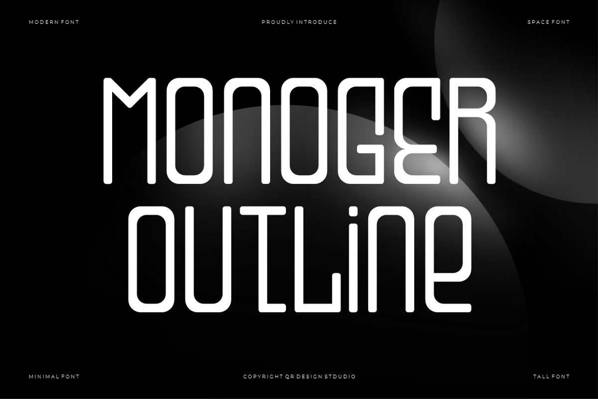 Monoger Outline - Monoline Font, a Sans Serif Font by QR Design Studio (Photo 1 of 7)
