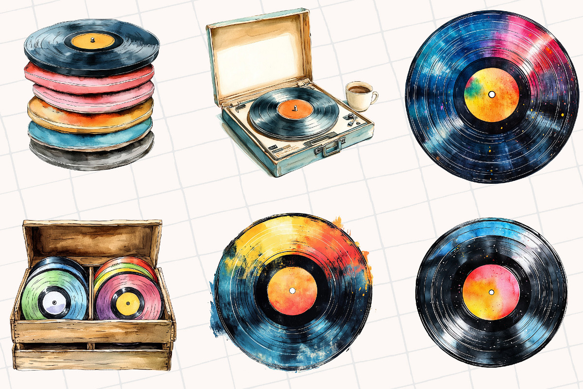 Vintage Vinyl Record Clipart, an Illustration by OK Design (Photo 4 of 5)