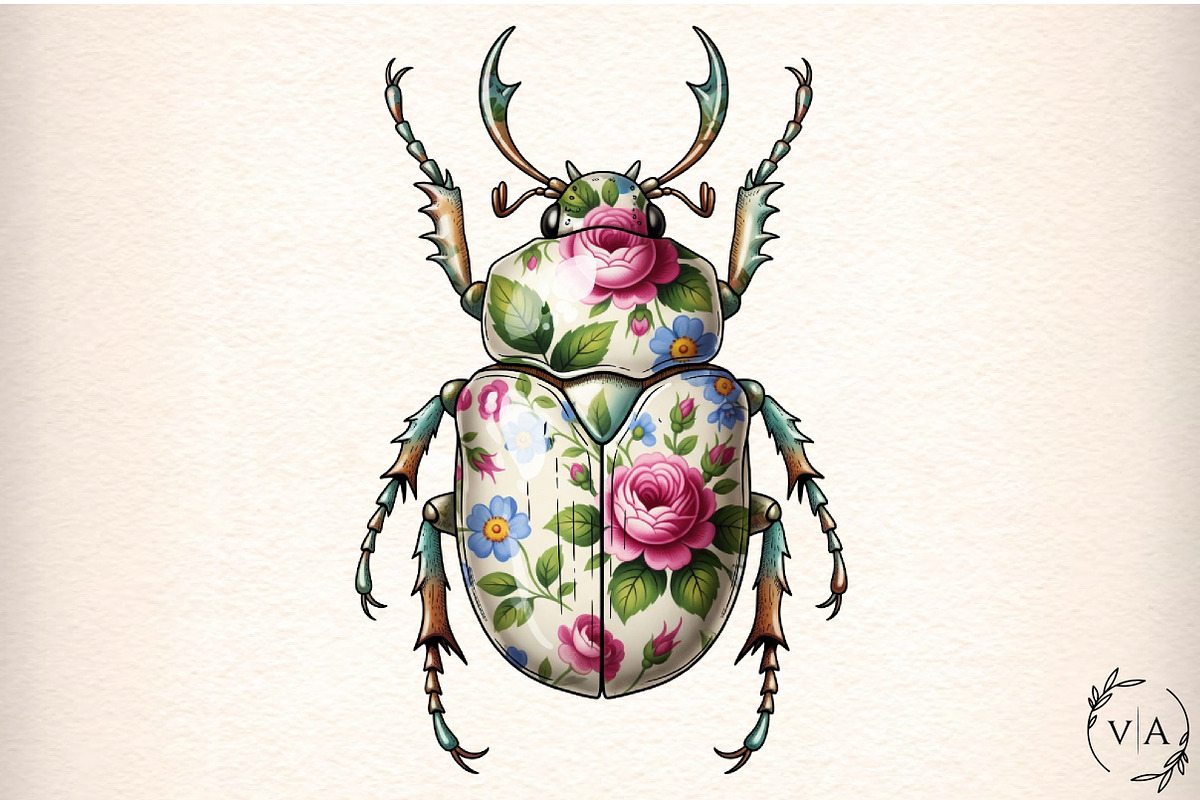 Floral Beetle PNG, an Illustration by Craft Nest (Photo 1 of 7)