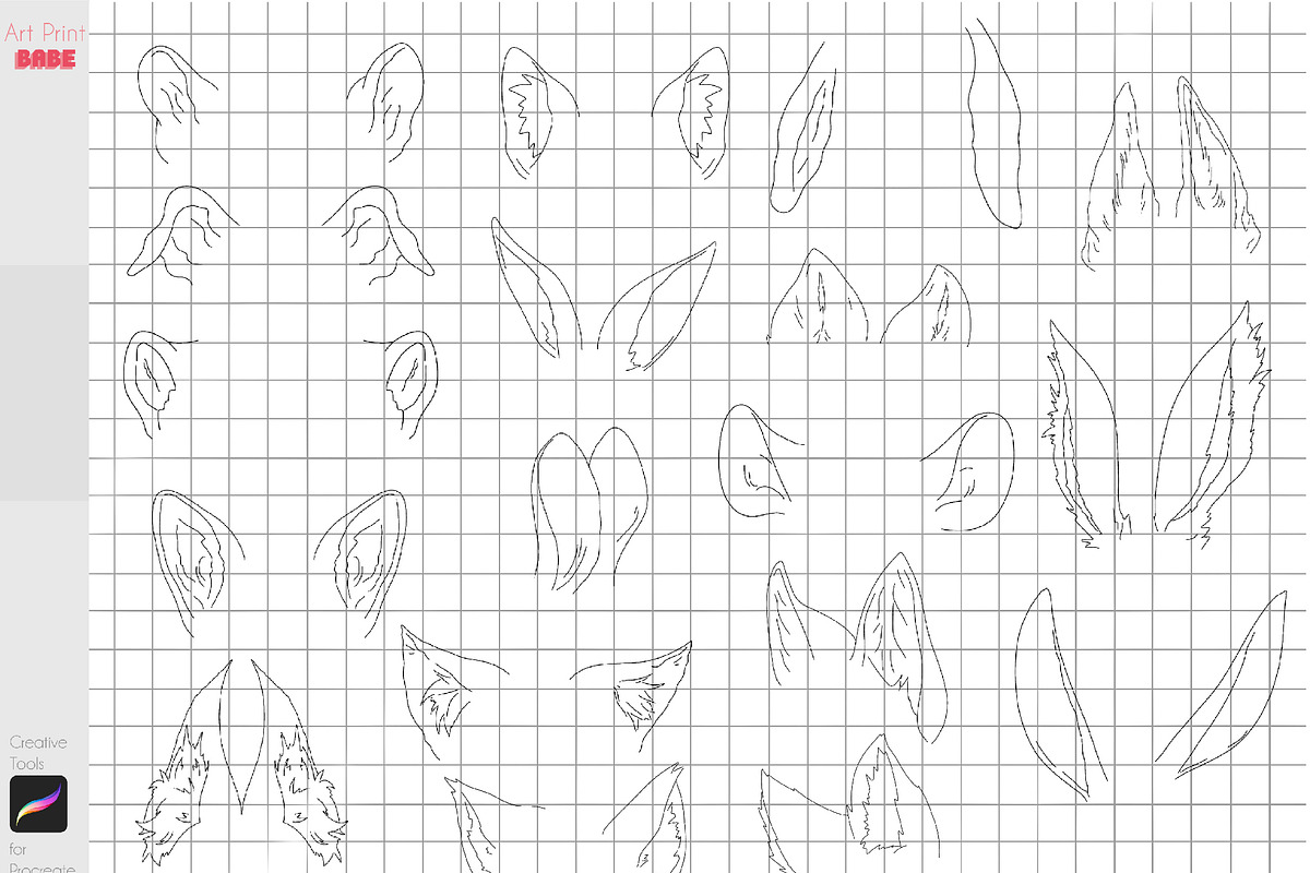 Procreate Anime Animal Ears Guides, a Brush Add-On by ArtPrintBabe (Photo 4 of 4)