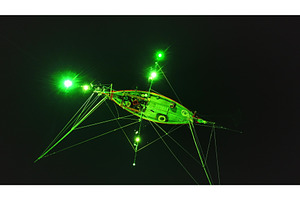 Squid fishing boat illuminating the, a Transportation Photo by Goinyk