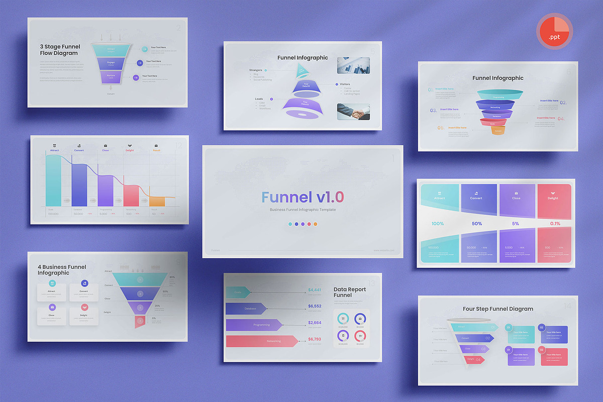 Business Funnels Powerpoint, a Presentation Template by Pixslides (Photo 1 of 6)