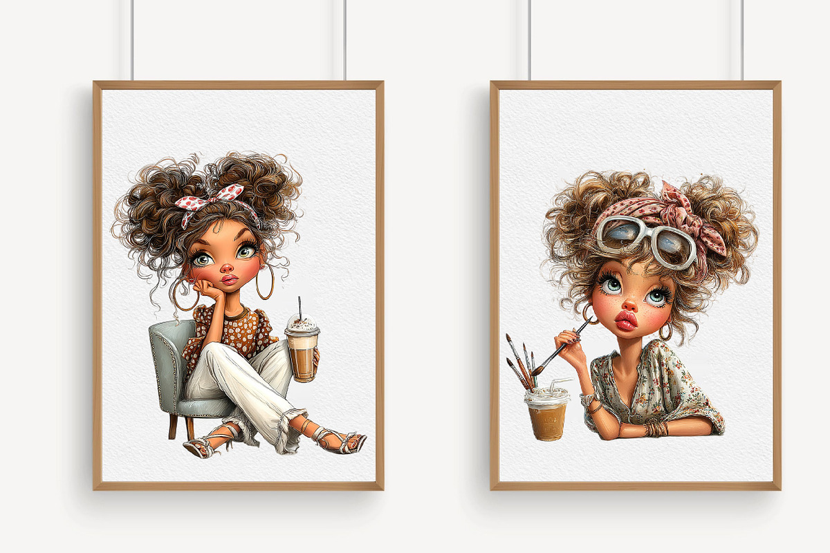 Whimsical Summer Coffee Girls Clipar, an Illustration by Libby Wishes (Photo 2 of 7)