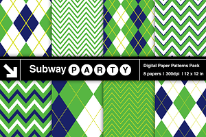 Golf Navy Blue Green Argyle Chevron