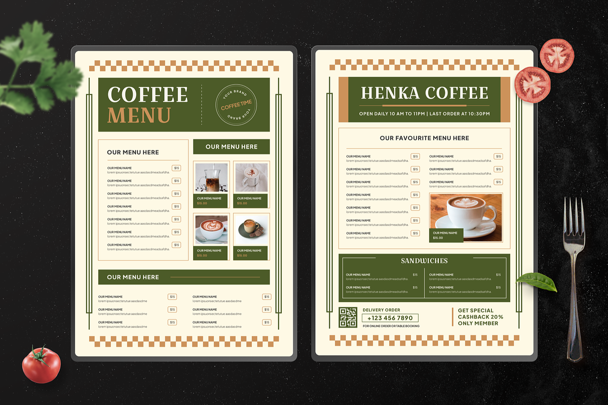 Retro Coffee Shop Menu, a Print Template by Annora Studio (Photo 1 of 4)