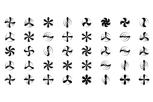 Set of airplane propeller icons, a Transportation Illustration by GraphiShop