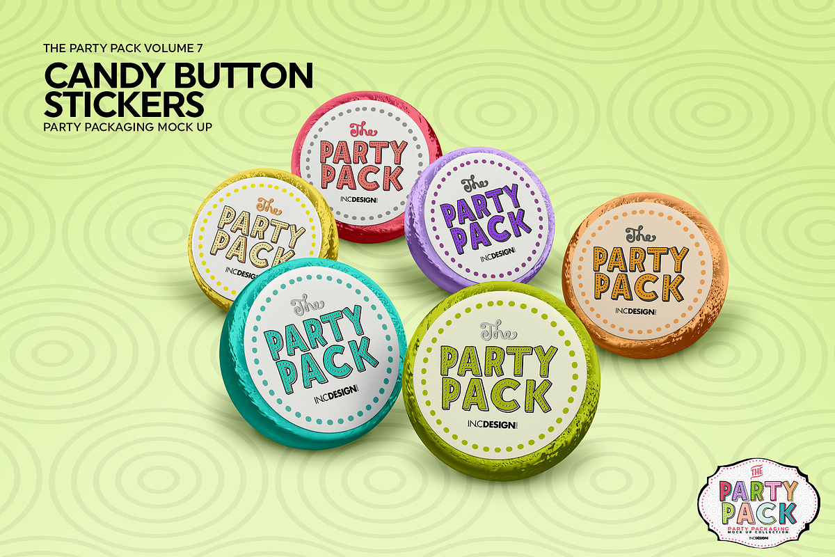 Candy Button Sticker Mockup, a Packaging Mockup by INCDesign (Photo 4 of 6)