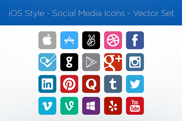 Ios Style Social Media Icons Vector