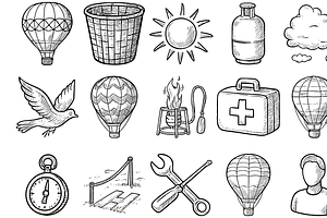 Hot Air Icons, an Object Graphic by nikagraphic