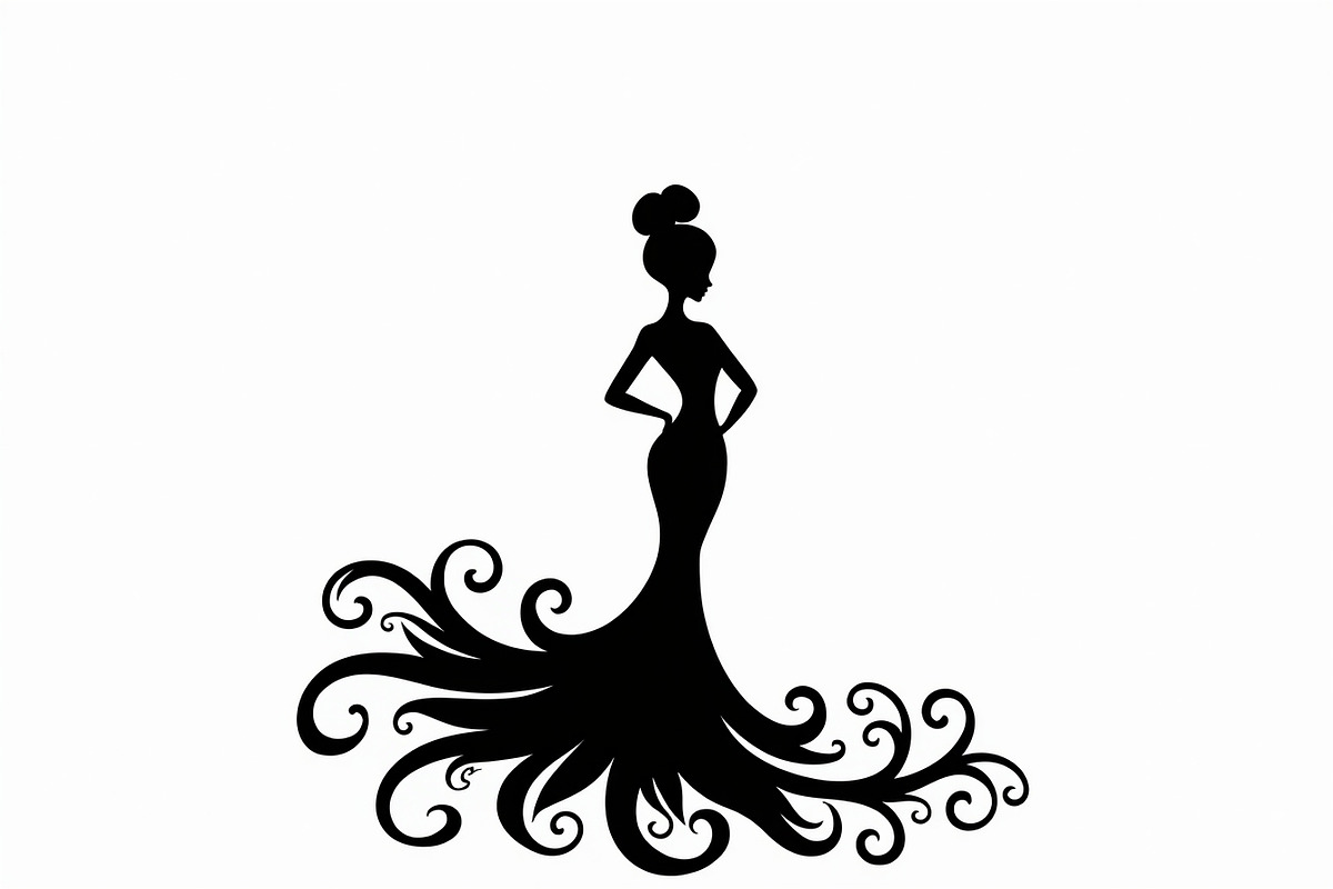 Stylish Gown Silhouette Set, an Illustration by yasushie (Photo 13 of 21)
