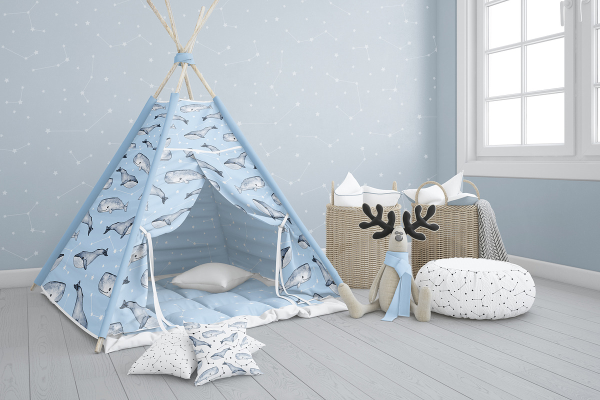 Cute Whales. Seamless patterns, a Pattern Graphic by JuliaBadeeva (Photo 2 of 5)