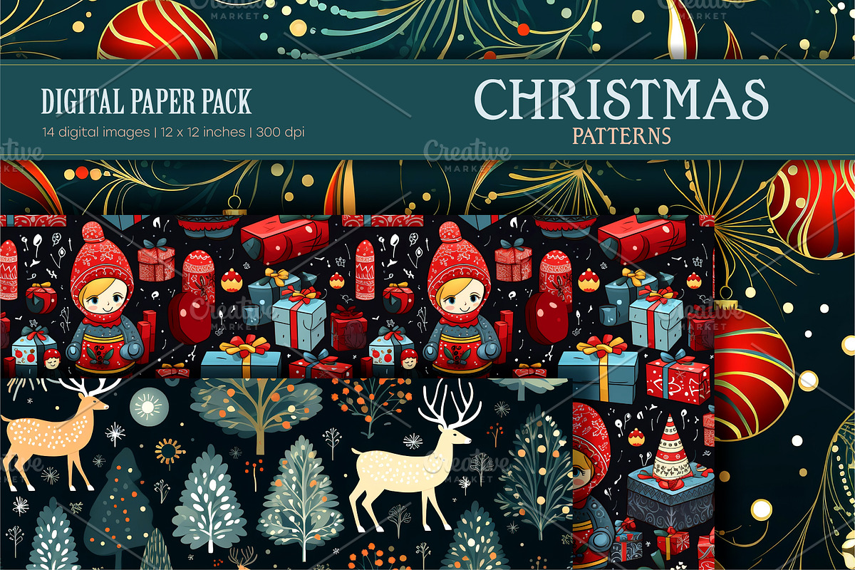 Cute Christmas patterns., a Texture Graphic by KENO Mascots (Photo 2 of 3)