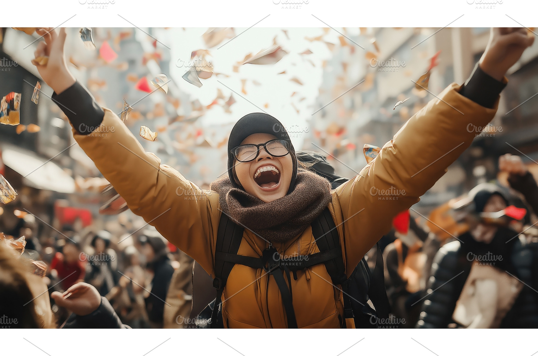 A person in a bustling urban setting, a Nature Photo by Sergey Kotenev