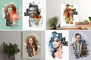 Typography portrait effect template, an Action Add-On by Photoshop Action (Thumbnail 1 of 16)